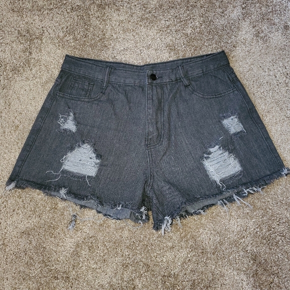 Black Jean Shorts - Picture 1 of 3